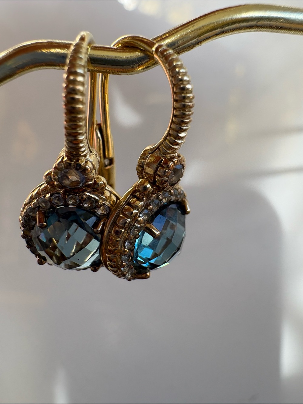 JUDITH RIPKA 14K Plated STERLING SILVER BLUE EARRINGS NEW - Picture 6 of 13